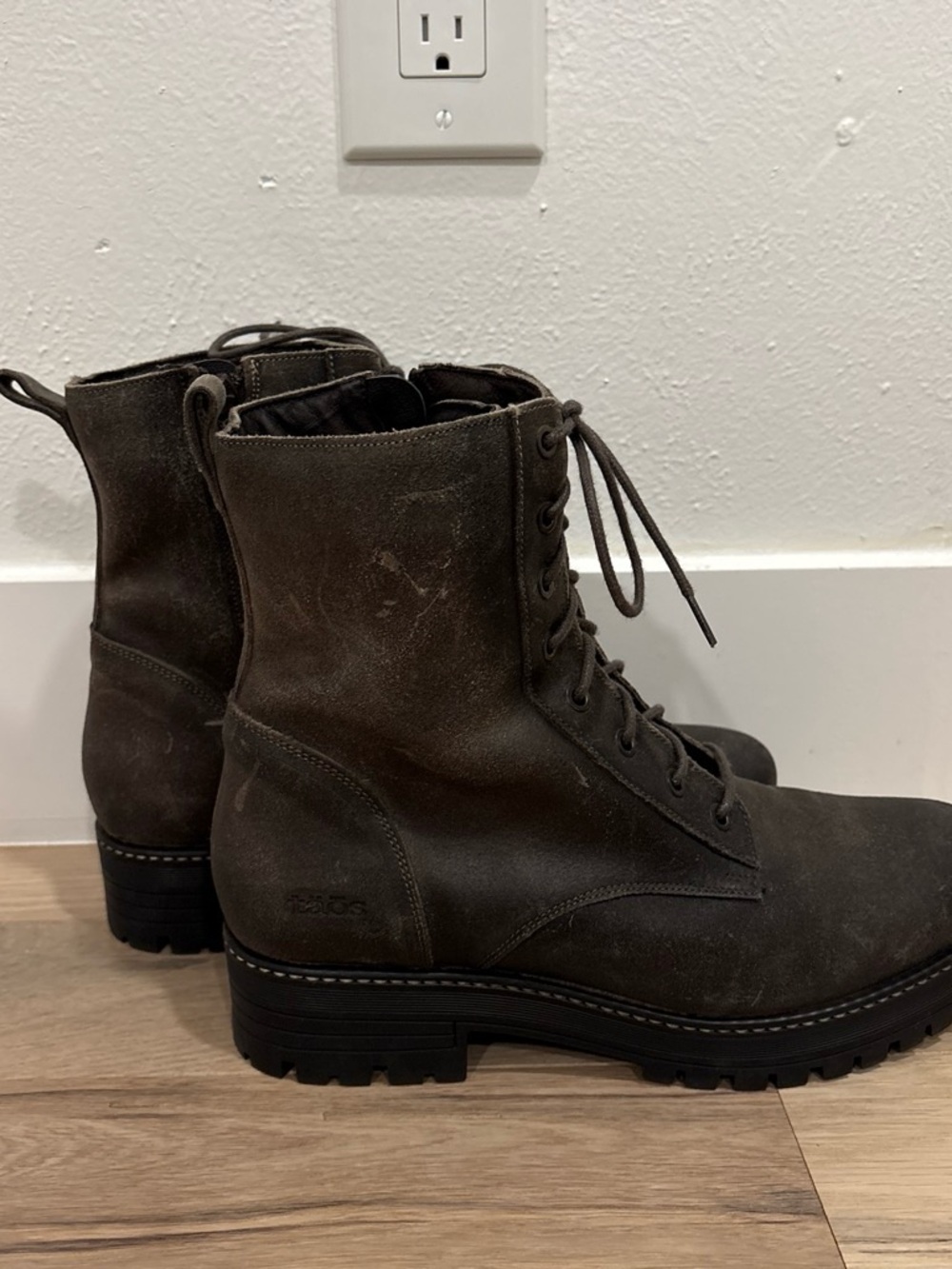Taos Boot Camp Charcoal Grey Leather Combat Boots Sz 41 US 10-10.5 - Picture 2 of 8